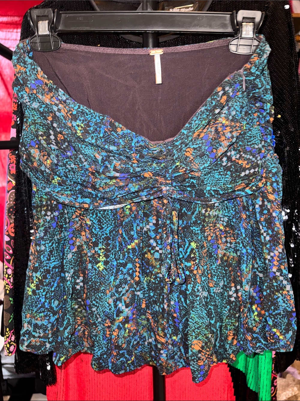 Free People Strapless Printed Peplum Top